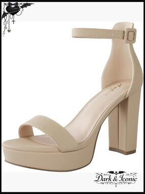 Chunky Platform Heels - 4 Inch Block Heeled Sandals with Open Toe and Ankle